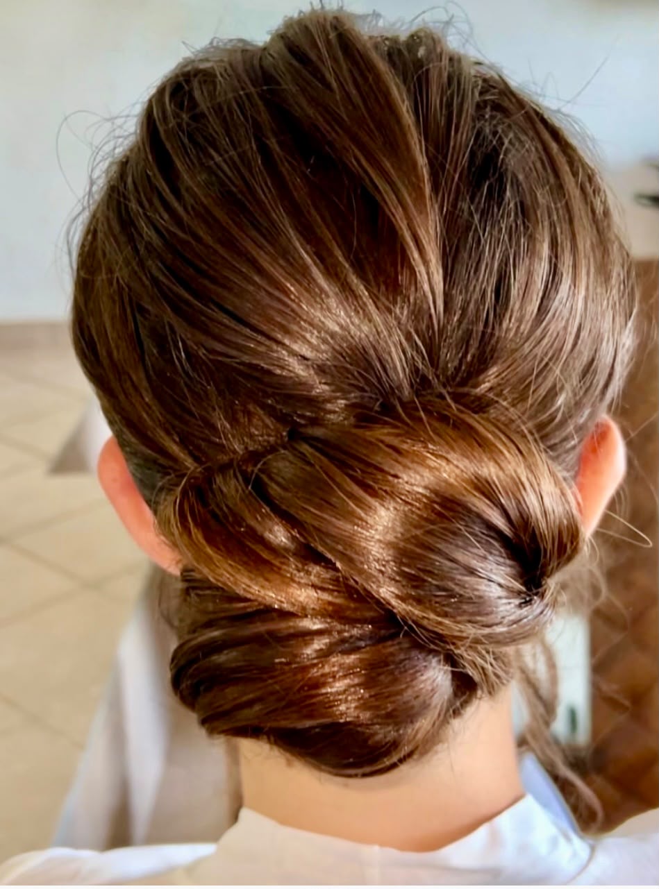 Sleek low twisted chignon